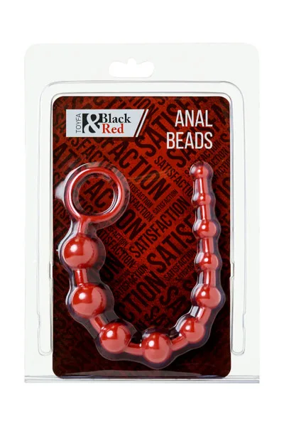 Анальний ланцюжок Black & Red By Toyfa, водонепроникний, ПВХ, червоний, 31 см, ø 3 см