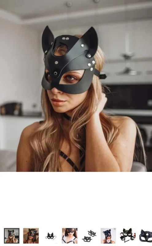 Шкіряна маска кішки Cat Ear BDSM