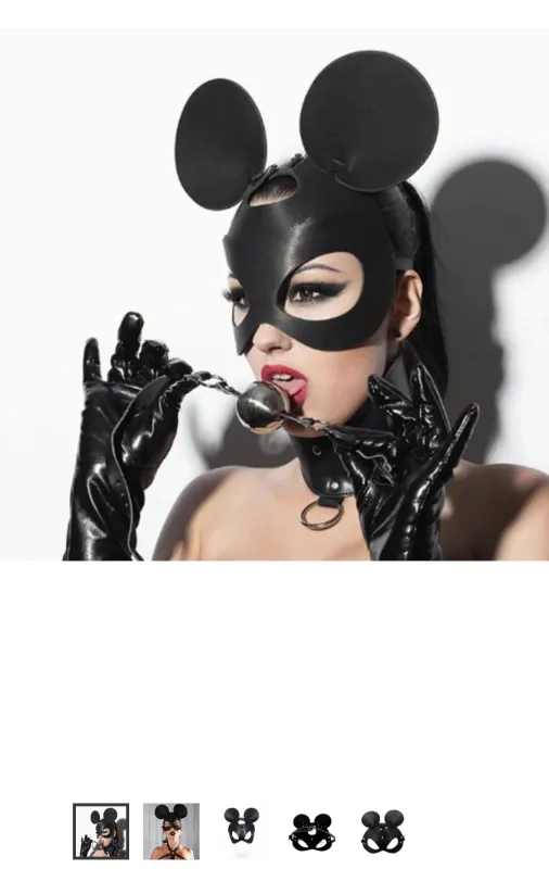 Шкіряна маска мишки з круглими вушками Mouse Minnie Ear BDSM