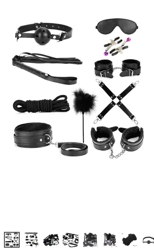 Набір бдсм фетиш BDSM 10 в 1 Чорний Must Have
