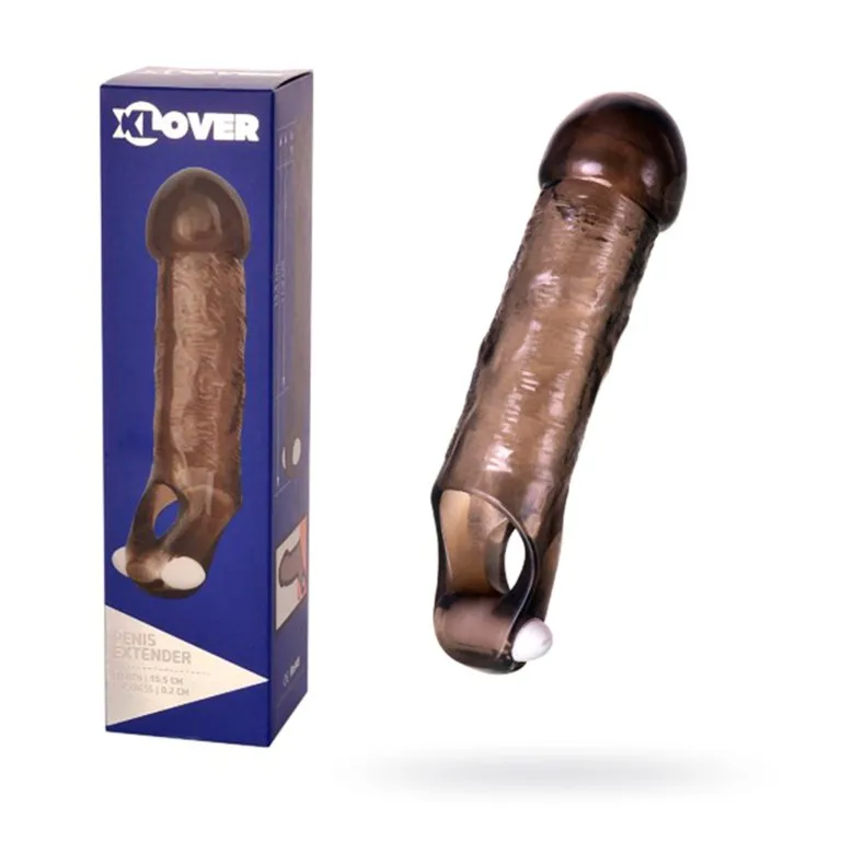 Насадка Toyfa XLover, для збільшення розміру з вібрацією, TPE, чорна прозора, 15,5 см