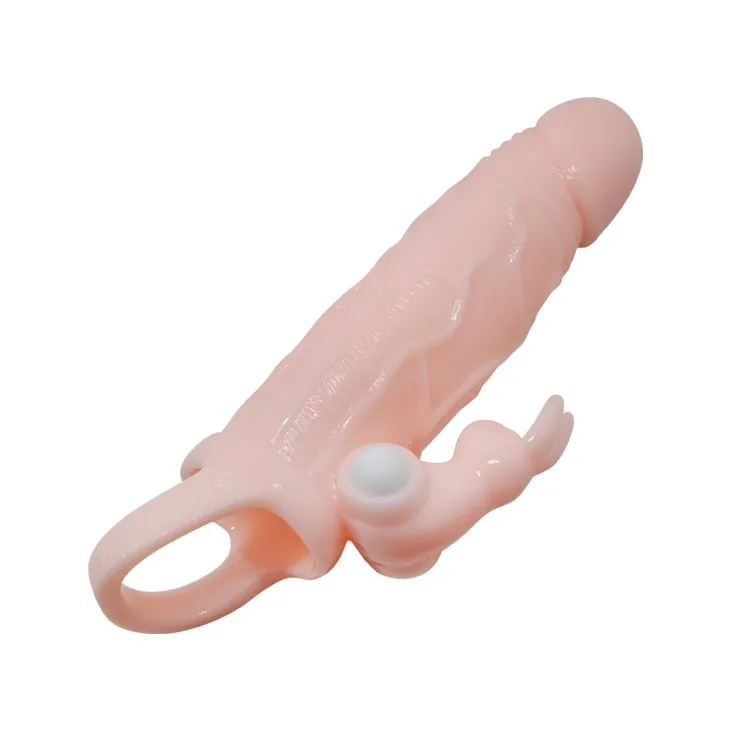 Насадка на член - Brave Men Vibro Penis Sleeve Flesh with Bunny