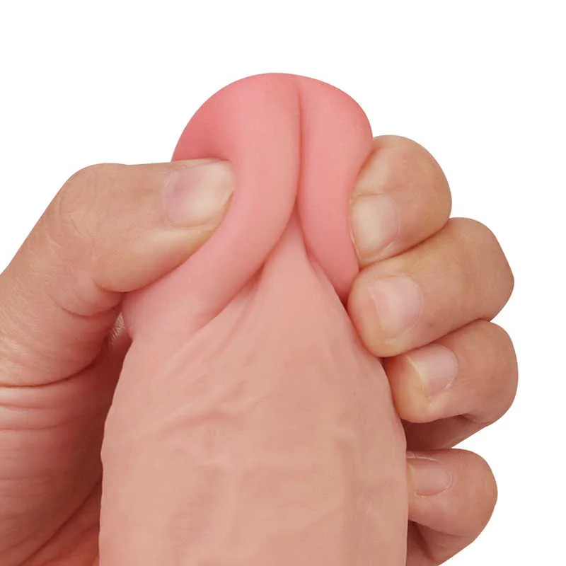 Фалоімітатор із мошонкою - Sliding Skin Dual Layer Dong 8.5"
