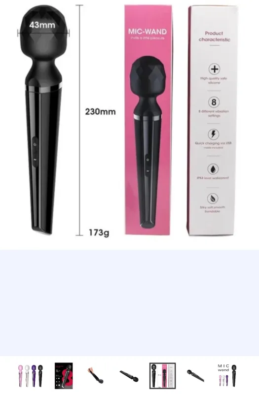 Вібромасажер на акумуляторі MIC-Wand вібратор із USB зарядкою