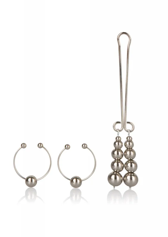 Затискачі для сосків і клітора - CalExotics Intimate Play Nipple & Clitoral Body Jewelry Silver