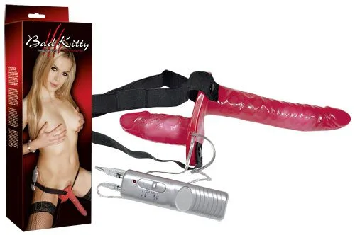 Страпон - Bad Kitty Vibrating Strap-On Duo