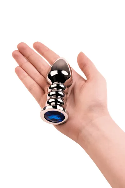 Silver anal plug TOYFA 8,5 cm, diameter 2,5-3,8 cm