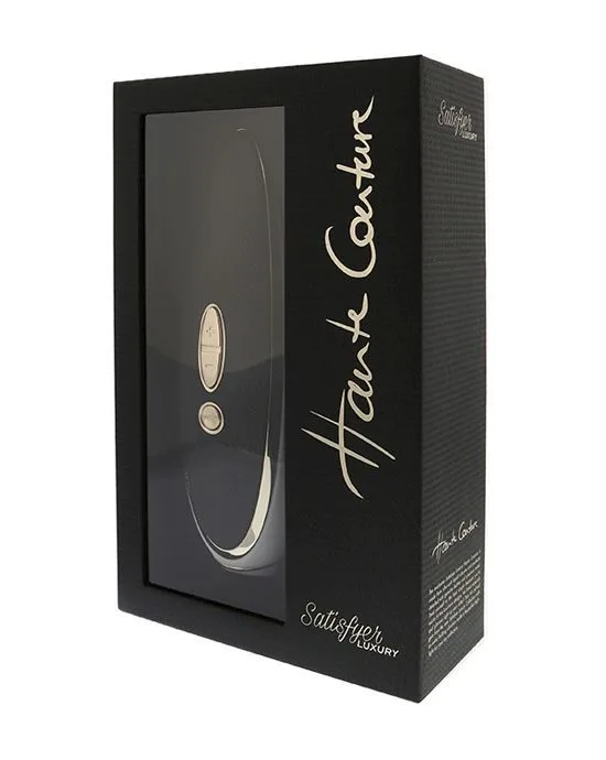 Люксовий вакуумний стимулятор Satisfyer Luxury Black зі вставкою зі шкіри