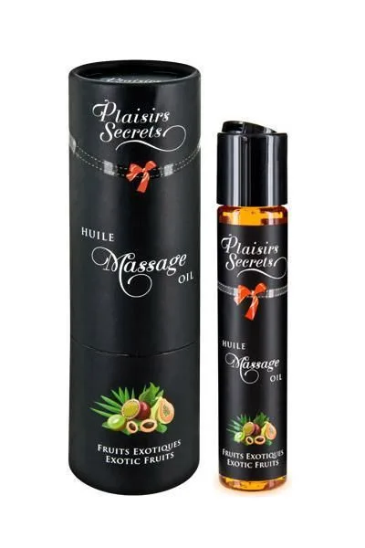 Масажна олія Plaisirs Secrets Exotic Fruits з афродизіаками їстівна, подарункова упаковка