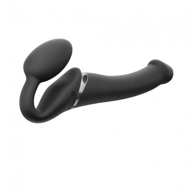 Безремінний страпон з вібрацією Strap-On-Me Vibrating Black L, діаметр 3,7см, пульт ДК