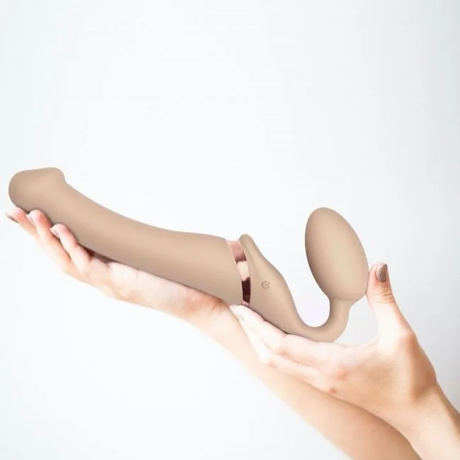 Безремінний страпон з вібрацією Strap-On-Me Vibrating Flesh M, діаметр 3,3см, пульт ДК