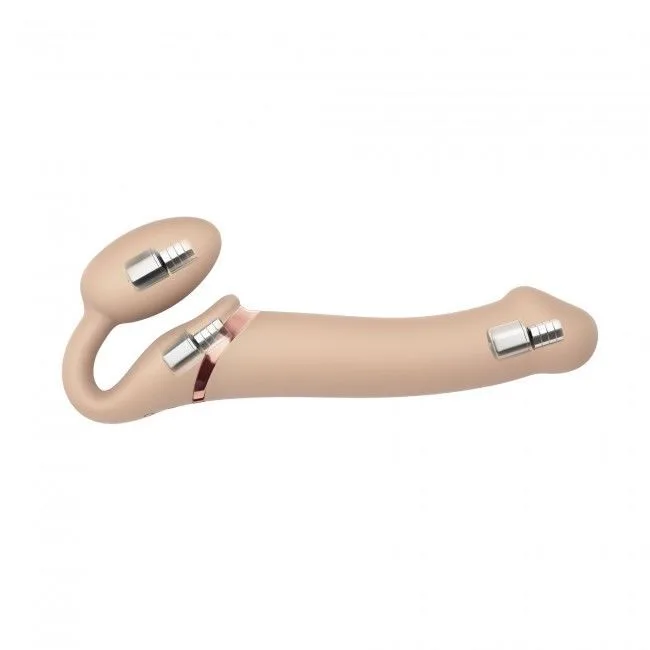 Безремінний страпон з вібрацією Strap-On-Me Vibrating Flesh M, діаметр 3,3см, пульт ДК