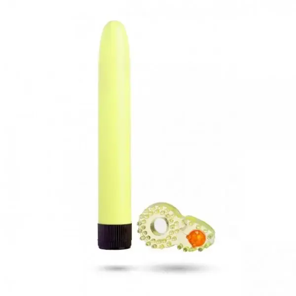 Набор Sex Toys Классический Вибромассажер + Эрекционное Кольцо Yellow