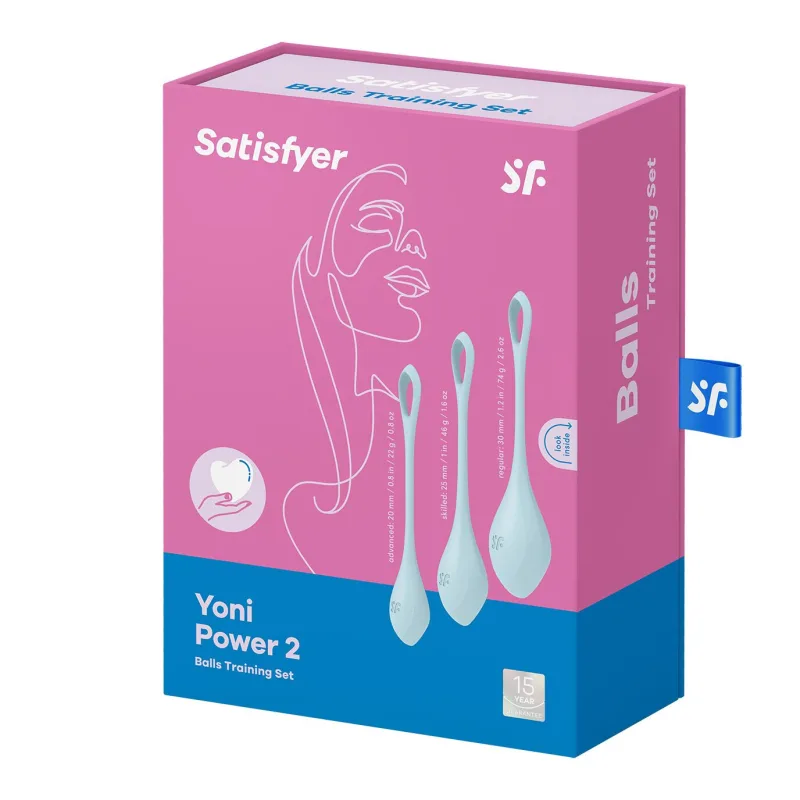 Набор вагинальных шариков Satisfyer Yoni Power 2 Light Blue, диаметр 2-2,5-3см, вес 22-44-73гр