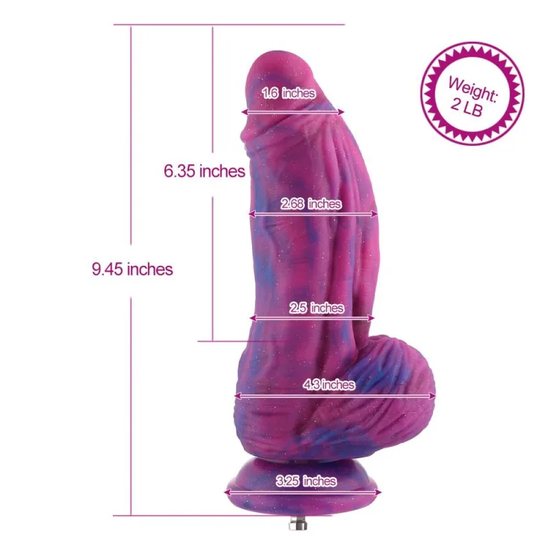 Фалоімітатор для секс-машин Hismith 9.45" Silicone Fantasy Series Dildo, система кріплення KlicLok, діаметр 6,8 см, довжина 24 см
