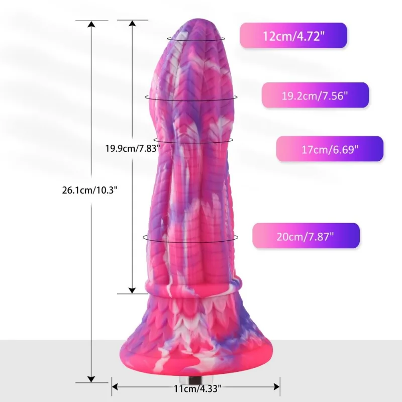 Фалоімітатор для секс-машин Hismith 10.3″ Silicone Monster Dildo Series, система кріплення KlicLok і присоска, діаметр 6,4 см, довжина 26,1 см