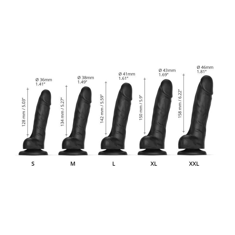 Реалістичний фалоімітатор Strap-On-Me Sliding Skin Realistic Dildo Black - M, ефект рухливої шкіри