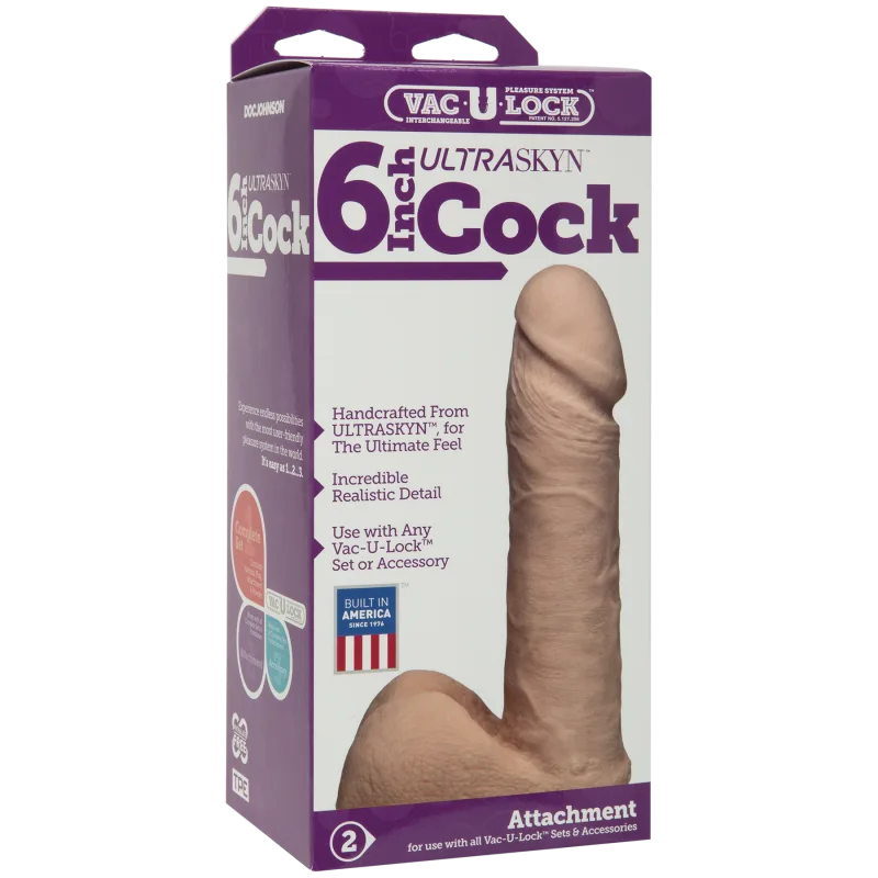 Фалоімітатор Doc Johnson Vac-U-Lock - 6 Inch ULTRASKYN Cock White, діаметр 4,3см
