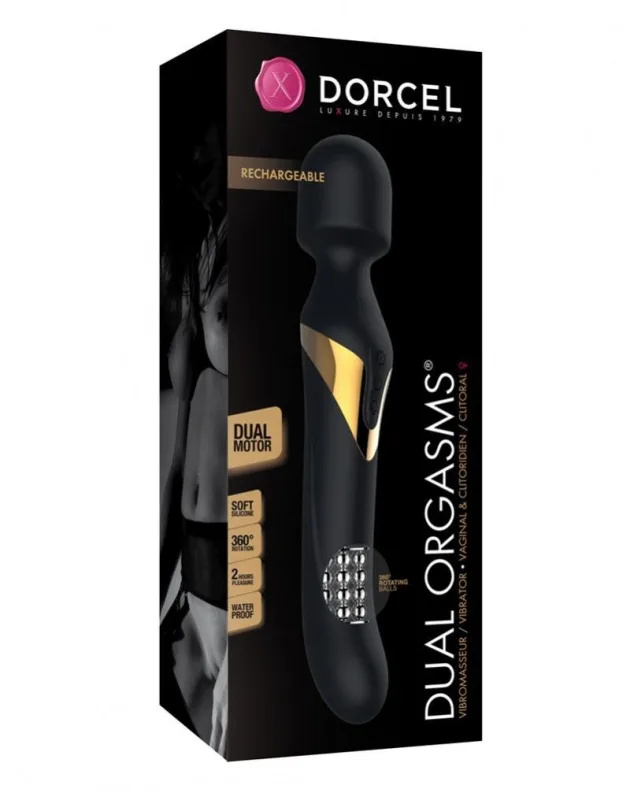 Вібромасажер 2-в-1 Dorcel Dual Orgasms Gold класичний масажер та вібратор із перлинним масажем