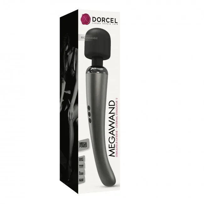 Потужний вібромасажер Dorcel Megawand Chrome Silver акумуляторний
