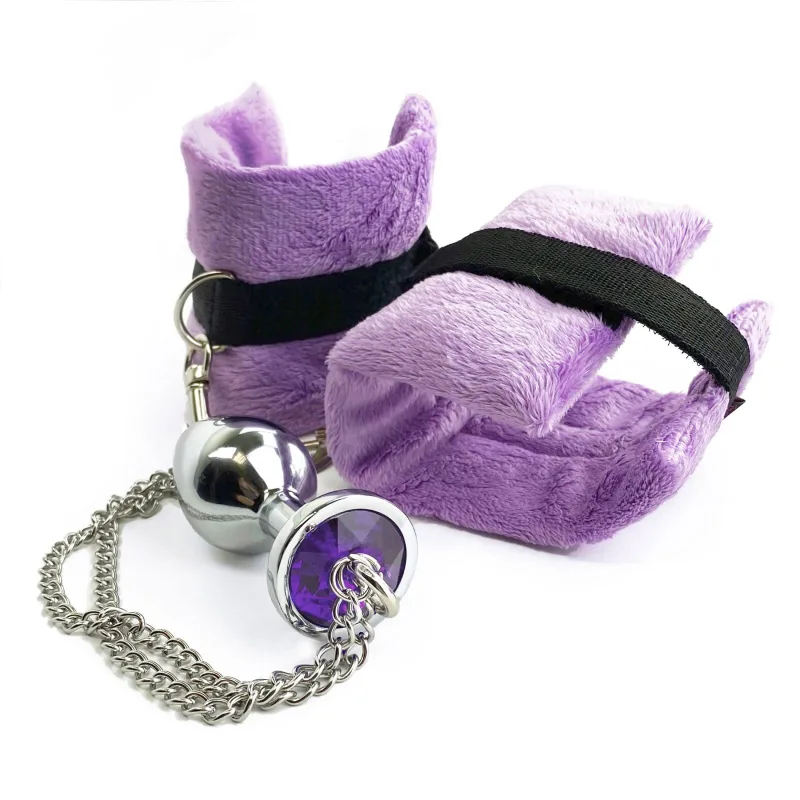 Наручники з металевою анальною пробкою Art of Sex Handcuffs with Metal Anal Plug size M