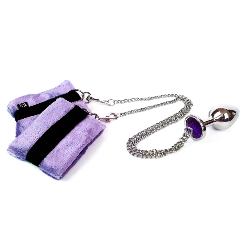 Наручники з металевою анальною пробкою Art of Sex Handcuffs with Metal Anal Plug size M