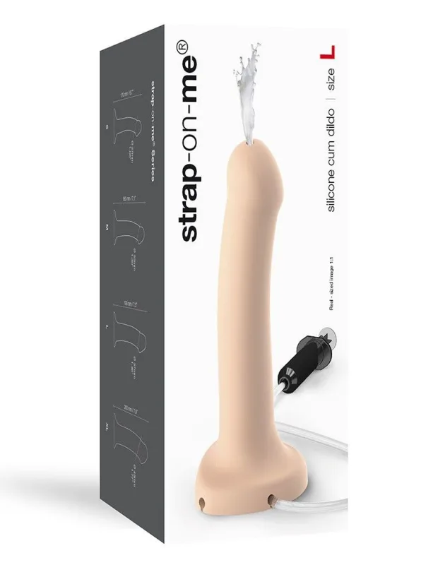 Фалоімітатор, що кінчає Strap-On-Me Dildo Cum Flesh, діаметр 3,6см, силікон, насадка для страпона