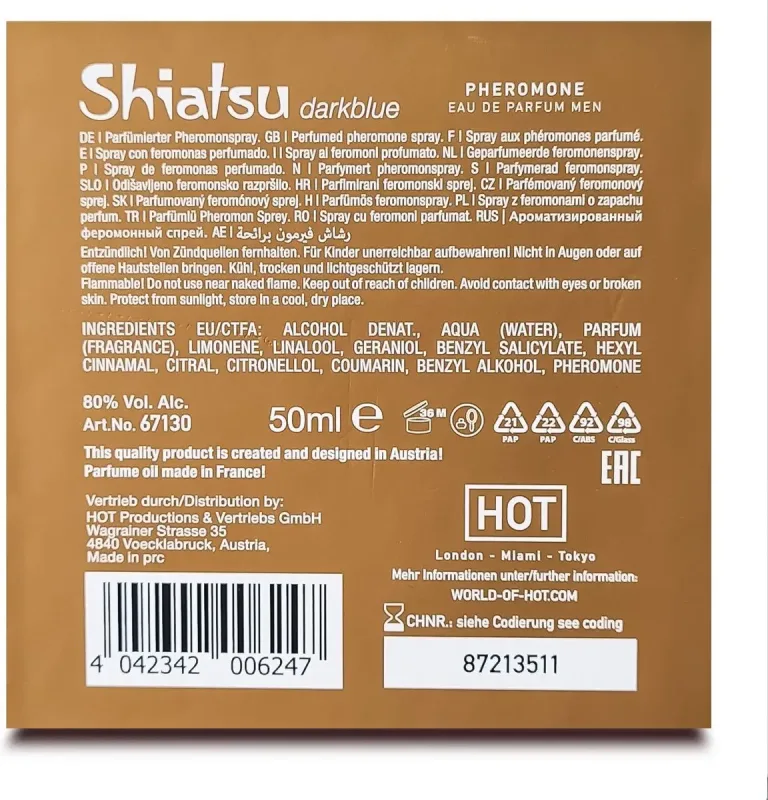 Духи із феромонами чоловічі SHIATSU Pheromone Fragrance men darkblue 50 ml