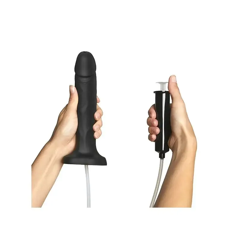 Фалоімітатор з ефектом сім'явипорскування, реалістичний, чорний, L Strap-On-Me