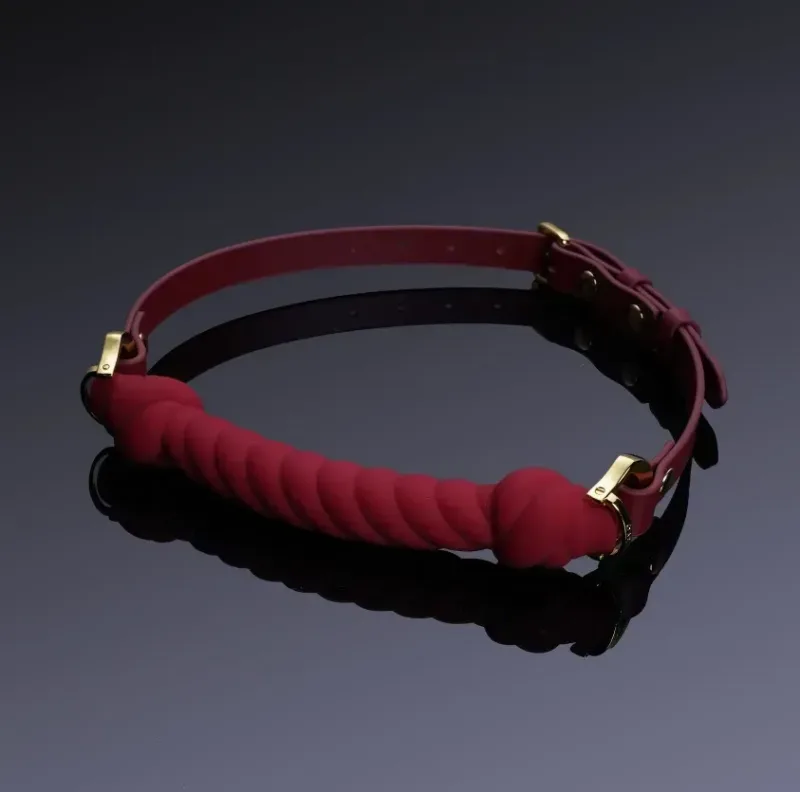 Кляп у формі джгута UPKO Desire for Mouth Bondage Collection, чорний та червоний колір,італійська шкіра
